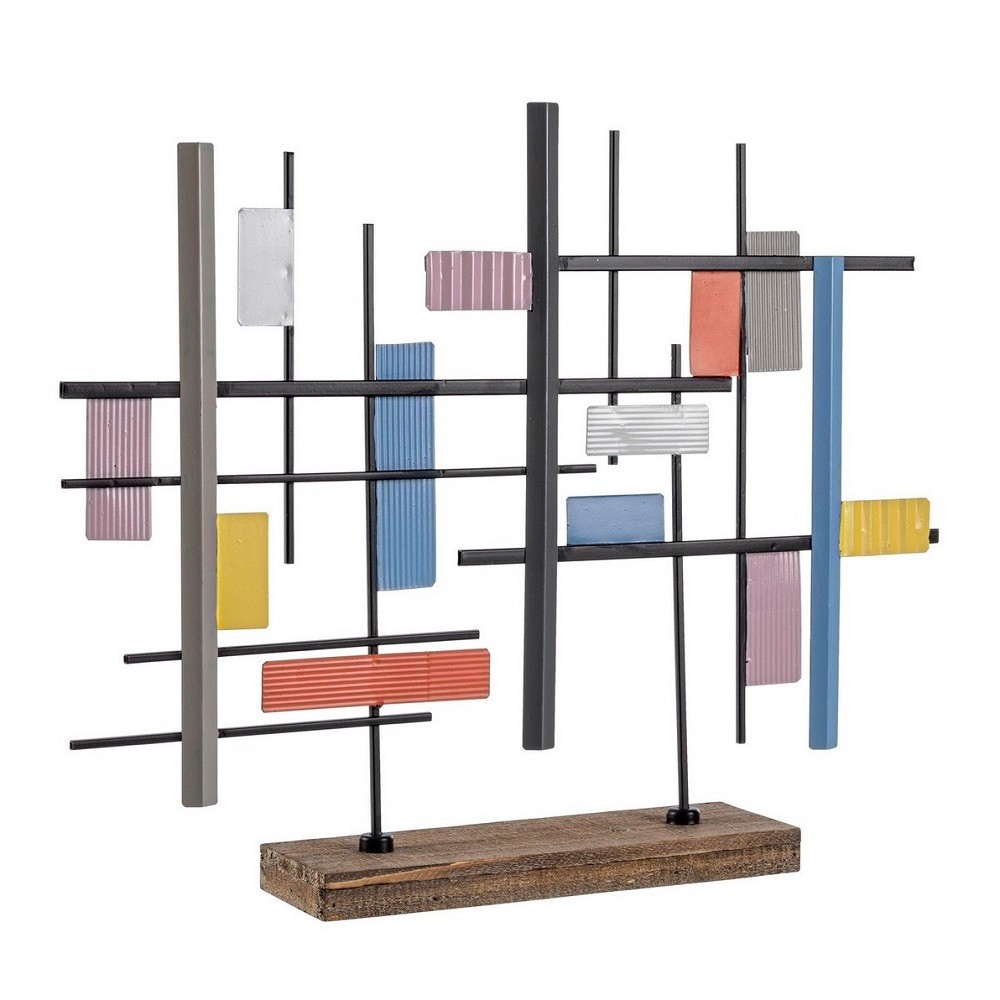 Soprammobile in Acciaio e Legno Mondrian - 61x10x48.5 cm