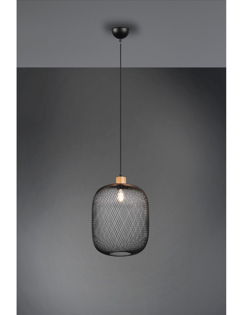 Sospensione Calimero con Rete Metallica Nero Ø33 cm
