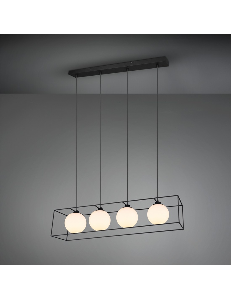Sospensione Gabbia 4xE14 Nero Opaco L100 cm Trio Lighting