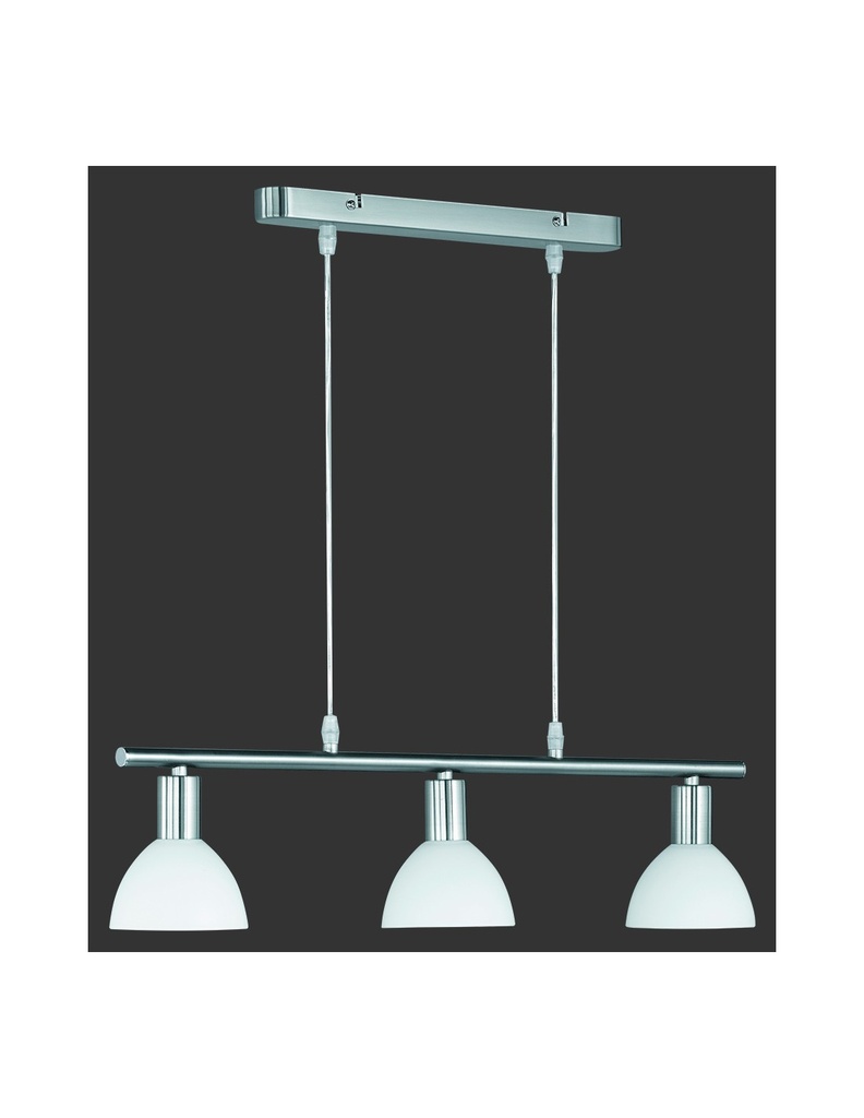 Sospensione Moderna Bilanciere Dallas Nichel 3 Vetri Bianchi