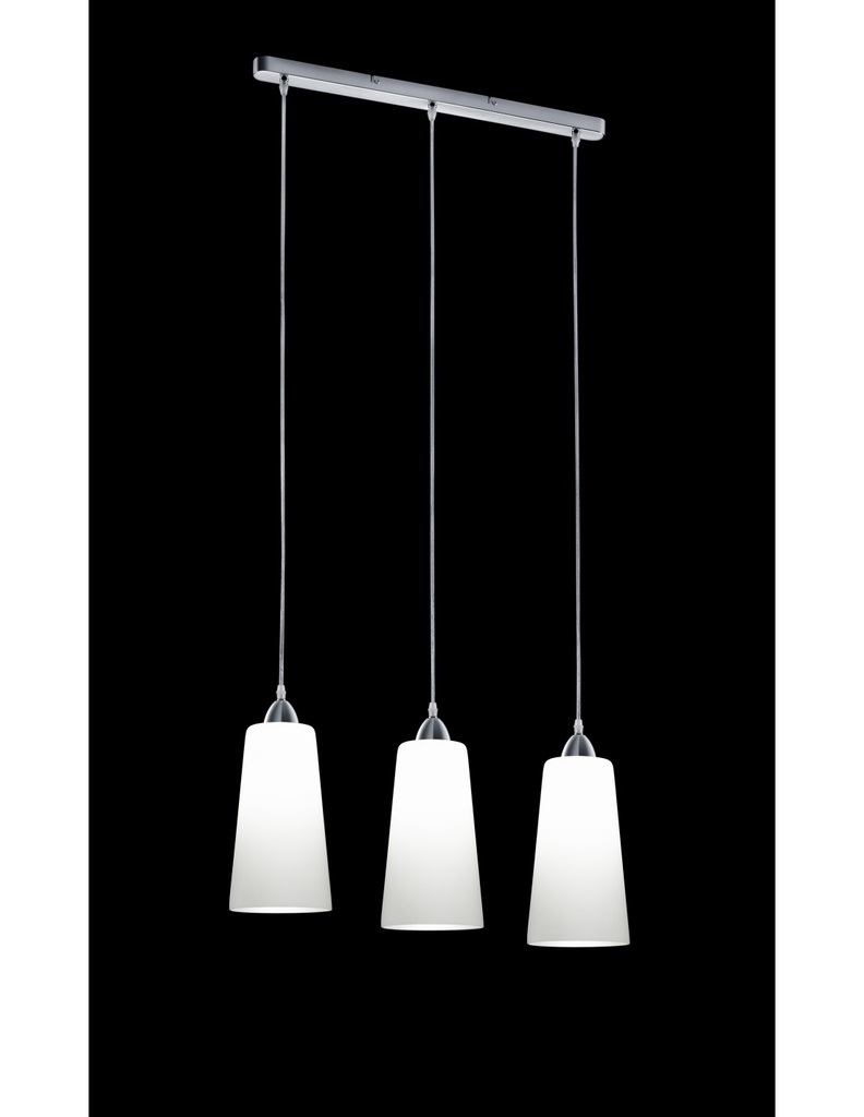 Sospensione Moderna Koni 3xE27 Nichel E Vetri Bianchi L60 cm Trio Lighting