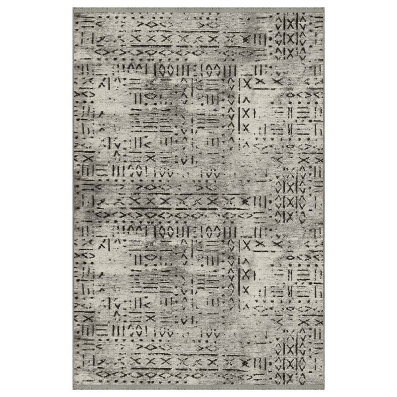 Tappeto ciniglia antiscivolo Vadi grigio decorazione geometrica 160x230