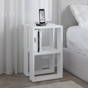 Tavolino comodino Lonie bianco 2 scomparti aperti H 55 x P 30 x L 34 cm
