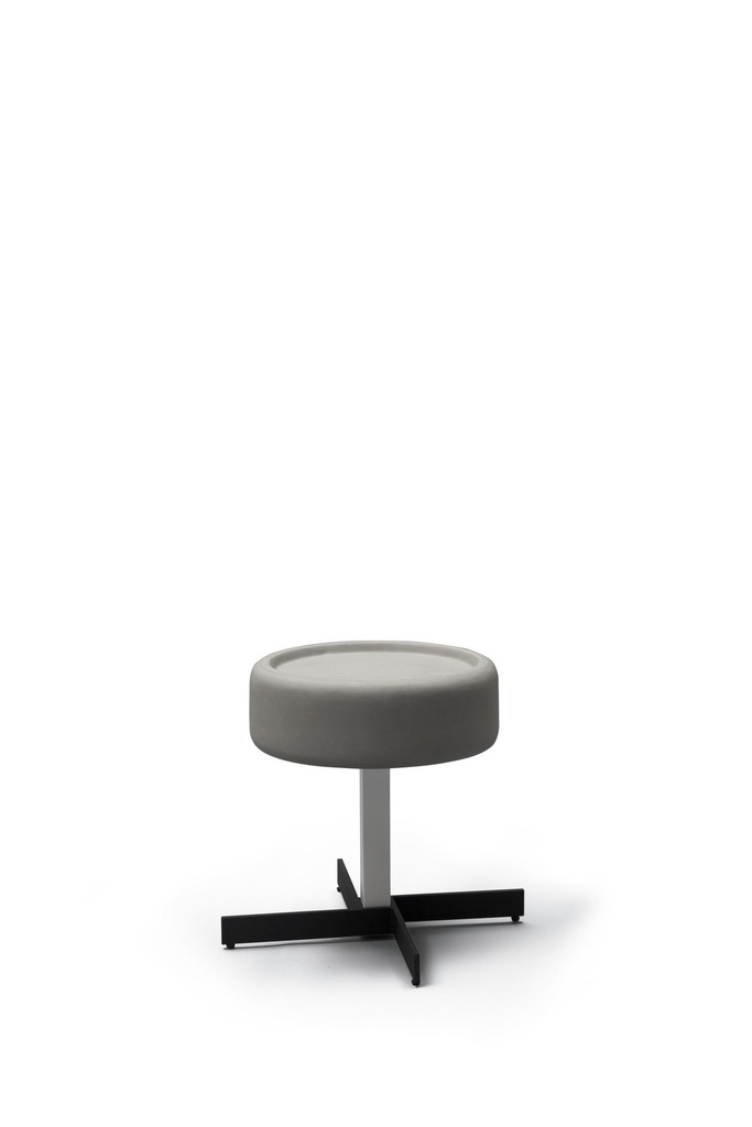 Tavolino in MDF con top grigio, base in metallo, 42x42x52 cm