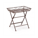 Tavolino rustico rettangolare marrone in metallo - Dimensioni: 63x40x60 cm