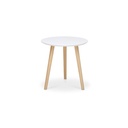 Tavolino tondo bianco 3 piedi legno di pino  diam.48xh.45 cm