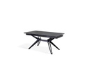 Tavolo allungabile in ceramica grigio vintage con gambe in metallo nero opaco, dimensioni 90x160-240x76 cm