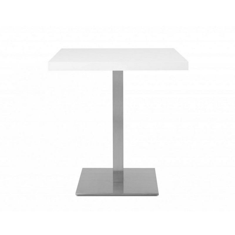 Tavolo alto Quadrato 75 cm piano bianco e base cromo  cm 70x70xh.75