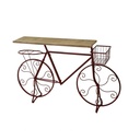 Tavolo design arredo ferro bicicletta rosso 123x28x74.5 cm