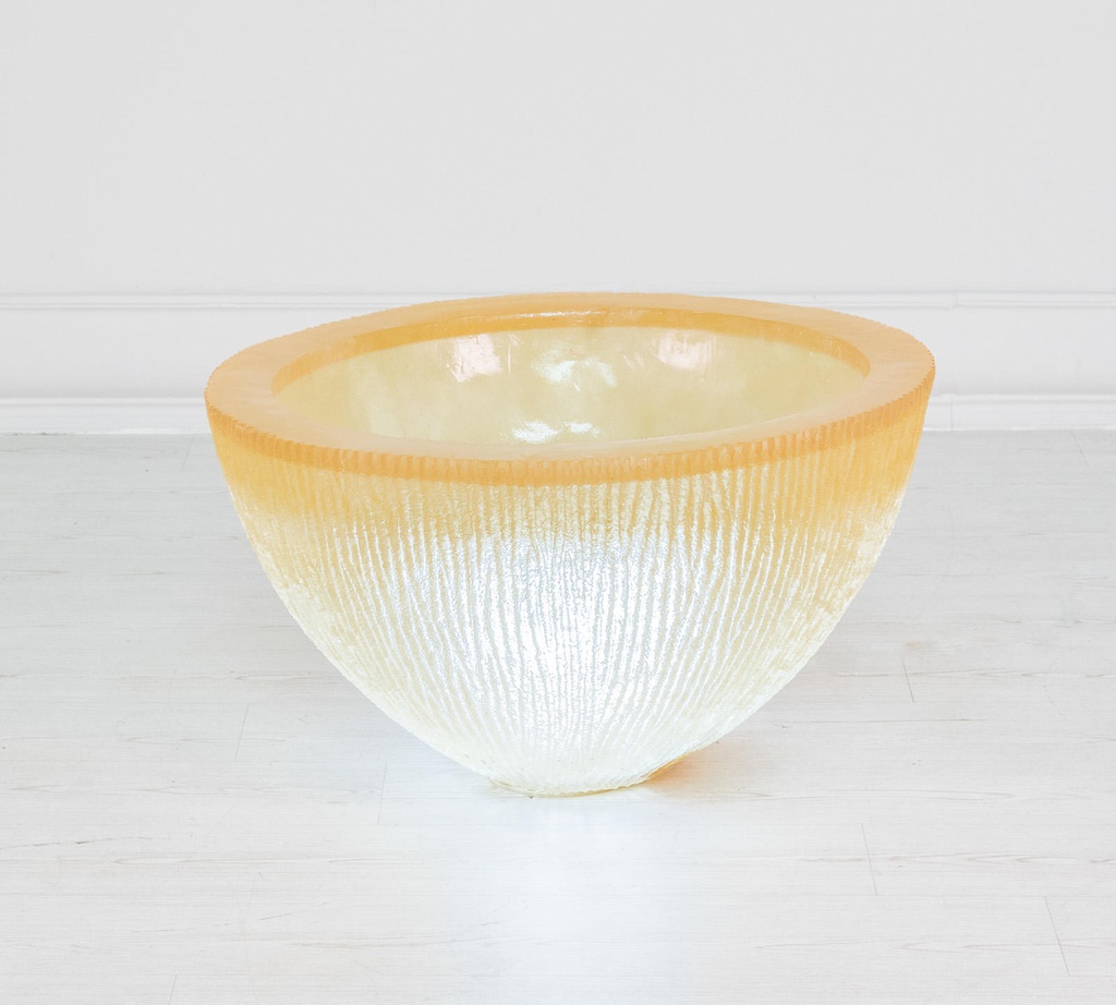 Vaso elegante in resina, finitura bianca, 80x80x45