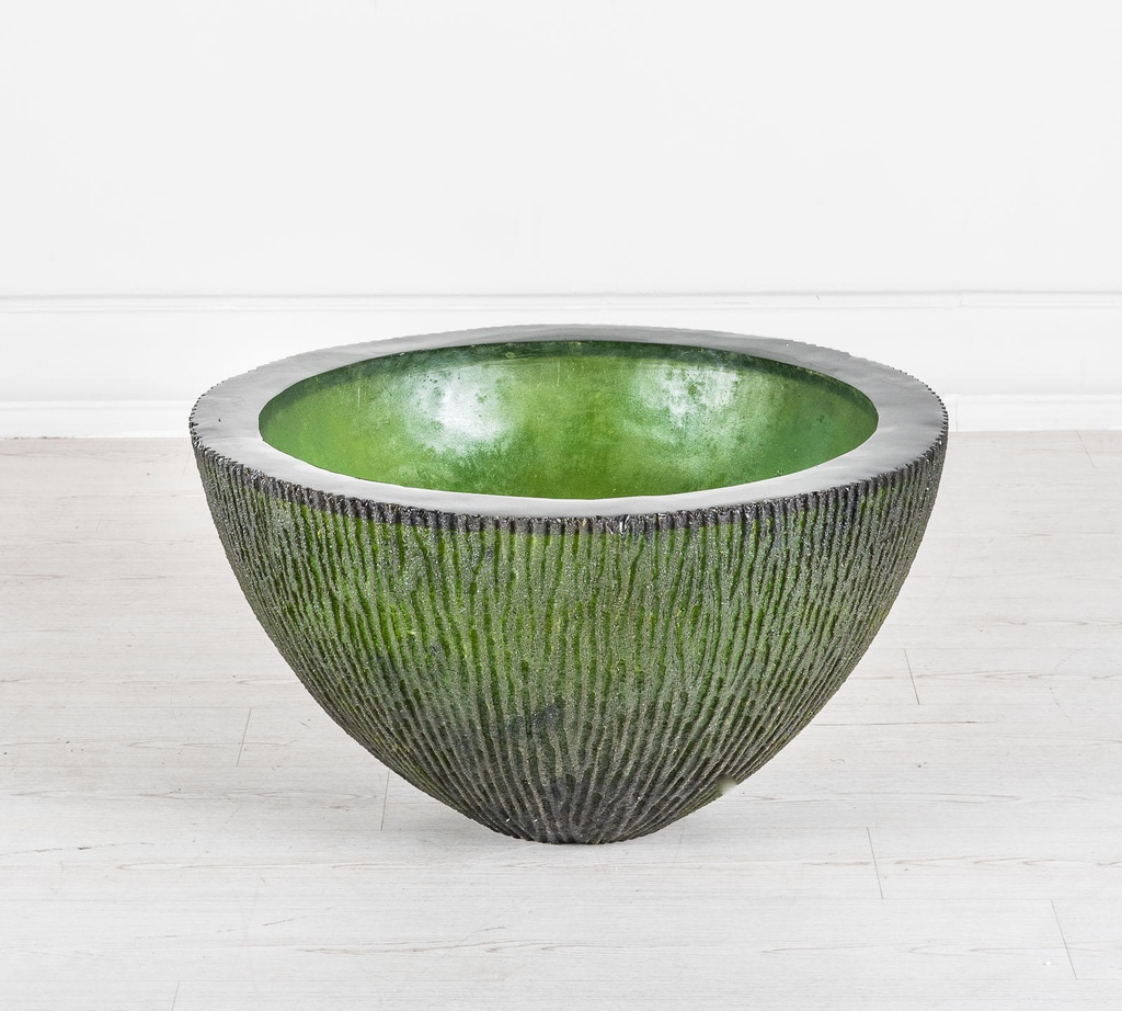 Vaso in resina di colore verde, dimensioni 80x80x45h cm