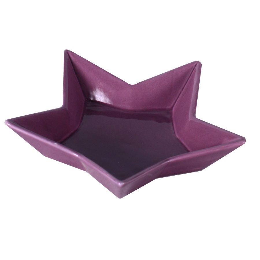 Vassoio in ceramica amaranto a forma di stella 22x22x4,3 cm
