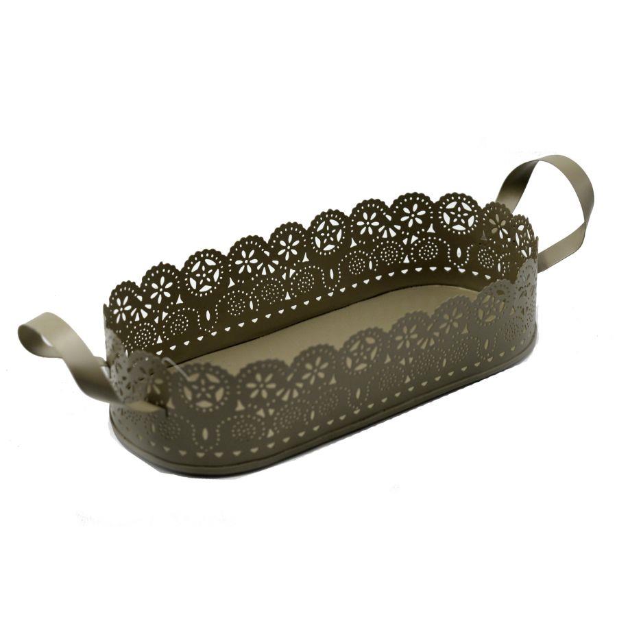 Vassoio ovale in metallo tortora cm39x14h6/6.5