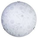 Plafoniera in vetro bianco decorato garden  con ganci cromati diam.30 cm