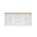 Mobile credenza 4 ante 3 cassetti bianco con top rovere 180x40xh.90 cm