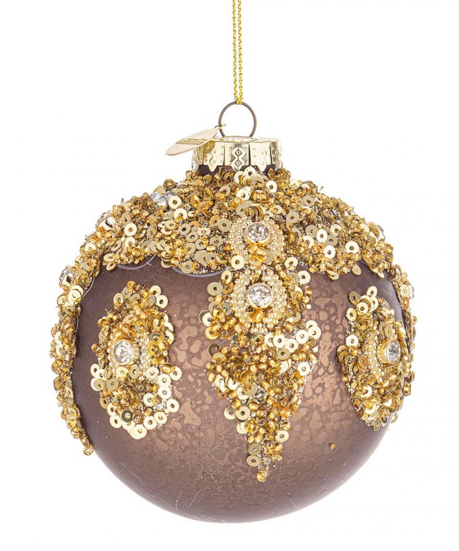 Sfera Vetro Melissa Marrone-Oro D80