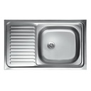 Lavello cucina vasca con gocciolatoio a sinistra in acciaio da appoggio 50x90 cm