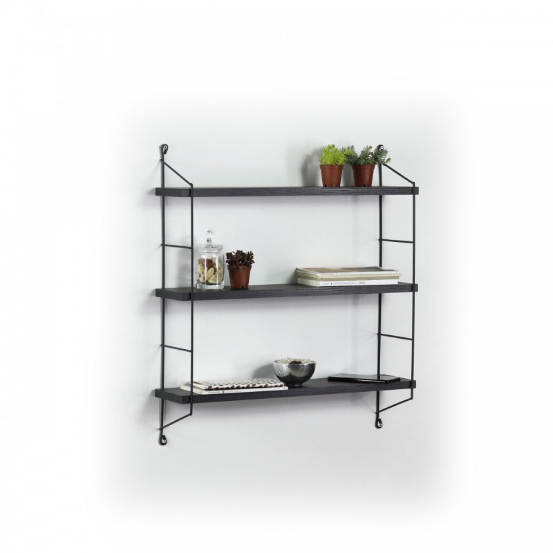 Libreria a muro 3 ripiani Neelix nero 60 x 15 x 68 cm