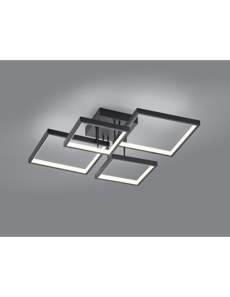 Plafoniera Led 4 Quadrati 52x52 cm Nero