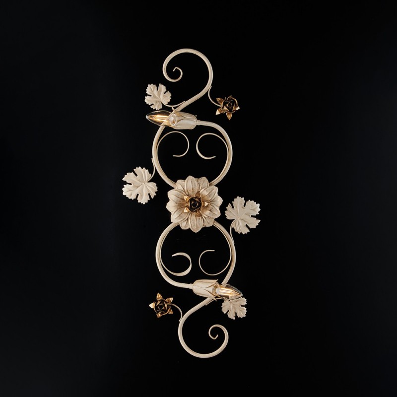 Plafoniera in ferro Avorio decape rose Oro due luci 73x2x h17 cm