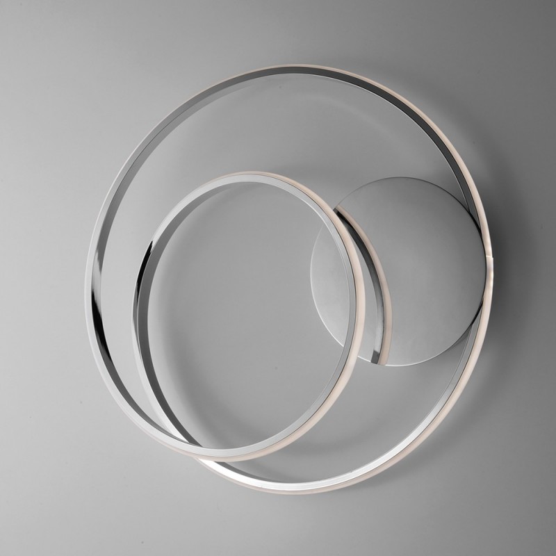 Plafoniera in metallo e alluminio cromo lucido con LED integrato 46x h7 cm