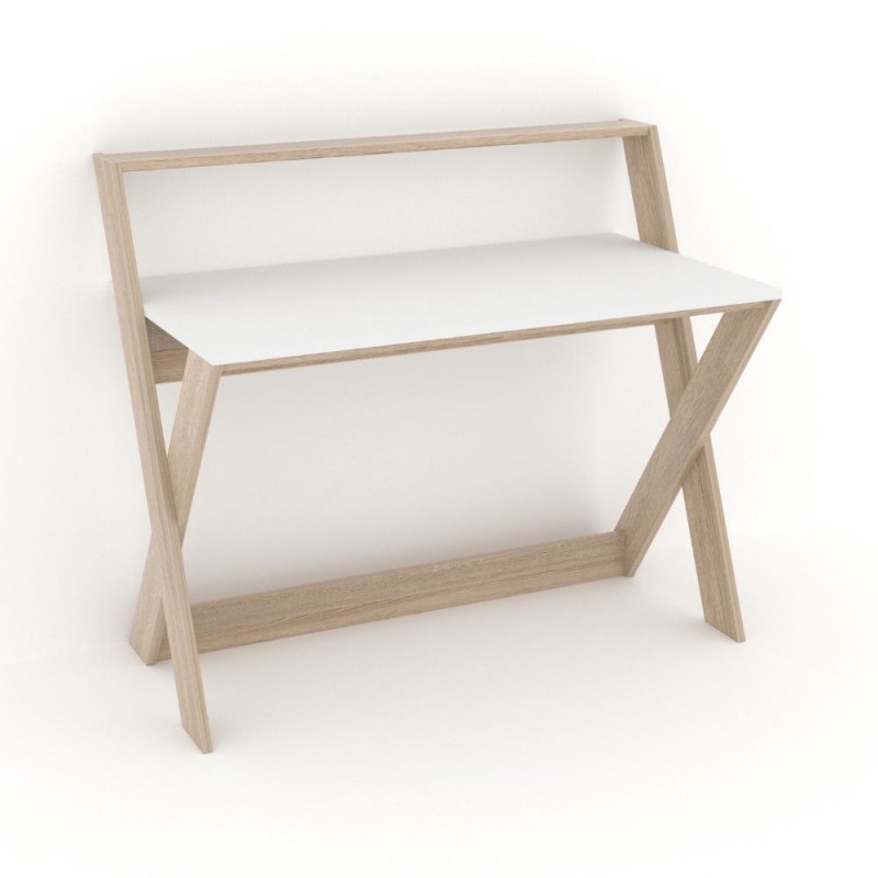 Scrivania stile scandinavo naturale bianco Alixus 113x59xh.97 cm