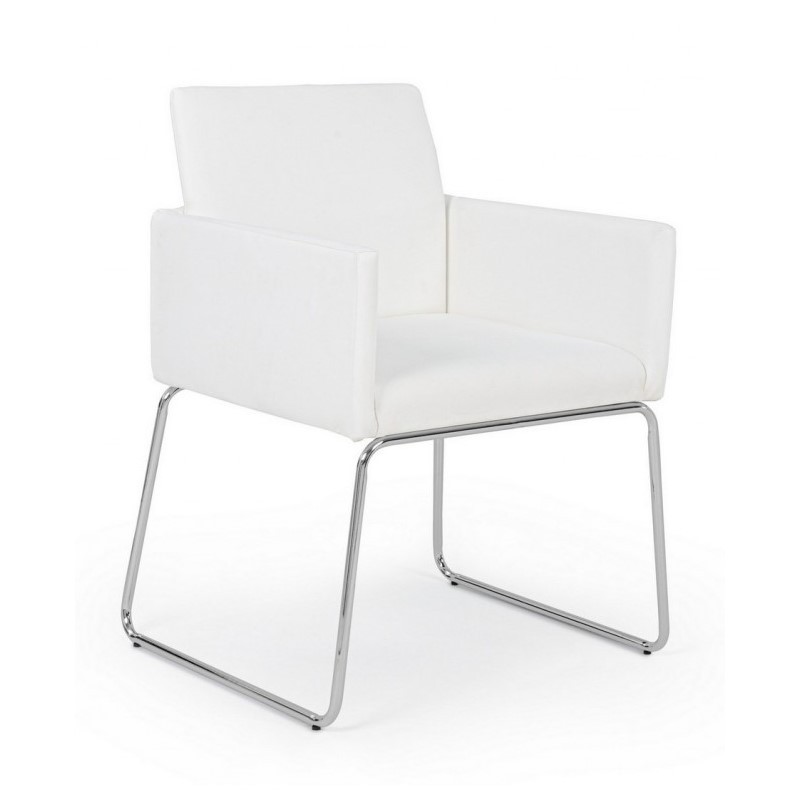 Sedia con braccioli in similpelle Bianco SIXTY 60x54x h80,5 cm