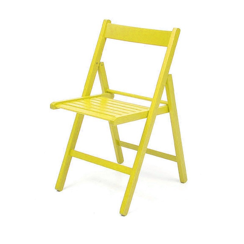 Sedia pieghevole in faggio di alta qualità colore giallo 43x48xh.79 cm