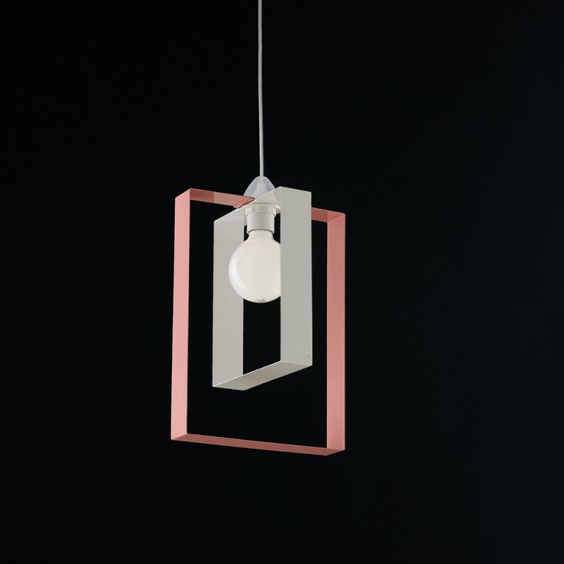 Lampadario Sospensione Moderna in Ferro Bianco Rosa 25xh40 cm