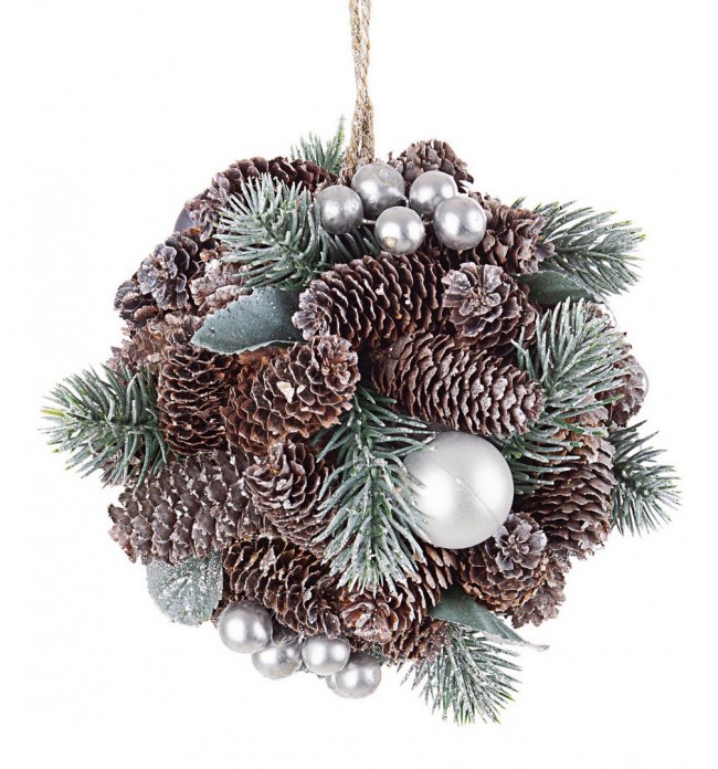 6x Decorazione Sferica Astrid Argento  D140 - Samnite