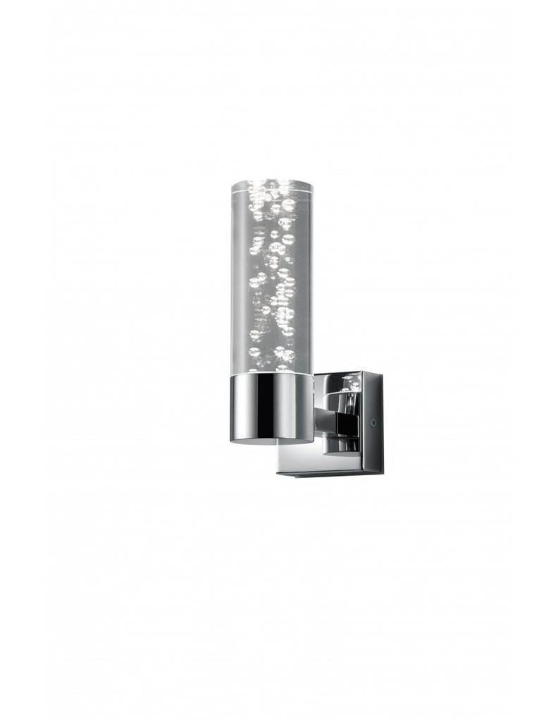 Applique Led Bolsa Cromo Paralume Cilindro Effetto Bolle IP44 Trio Lighting - Samnite