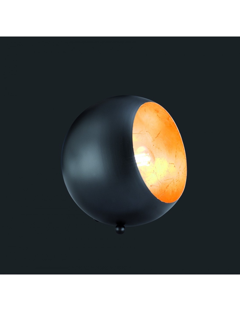 Lampada Da Tavolo Billy Sfera Nero Interno Oro H16 cm Trio Lighting - Samnite