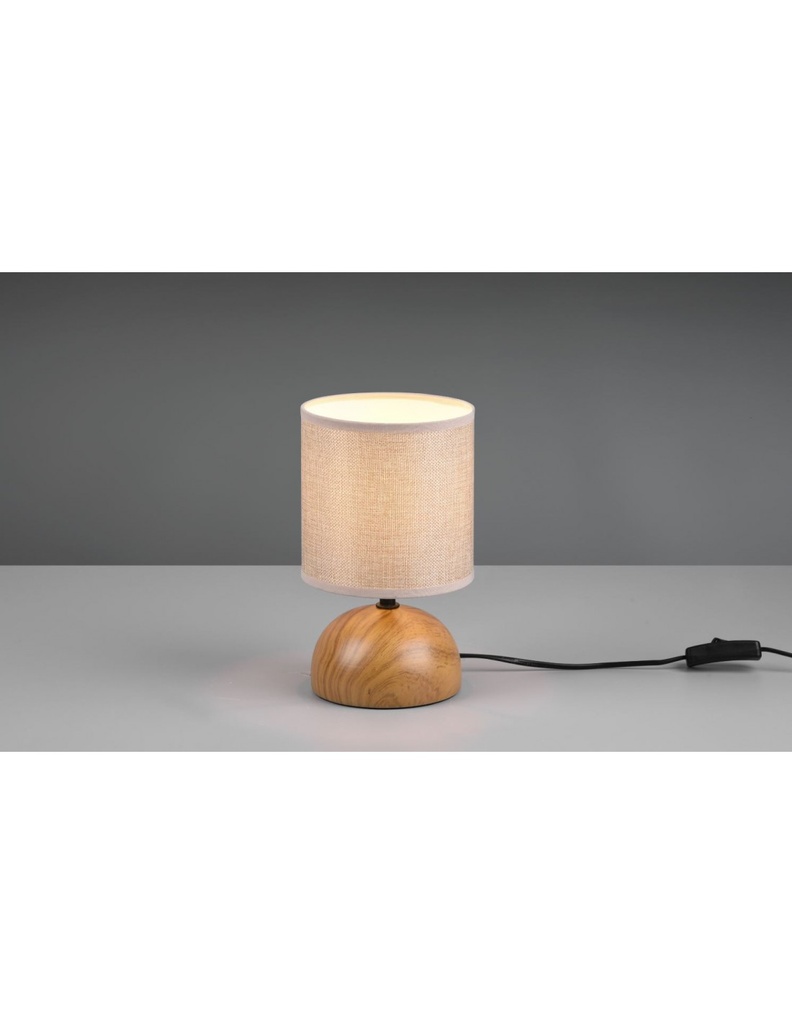 Lampada Tavolo Luci Base Mezza Sfera Effetto Legno Con Paralume Beige Trio Lighting - Samnite