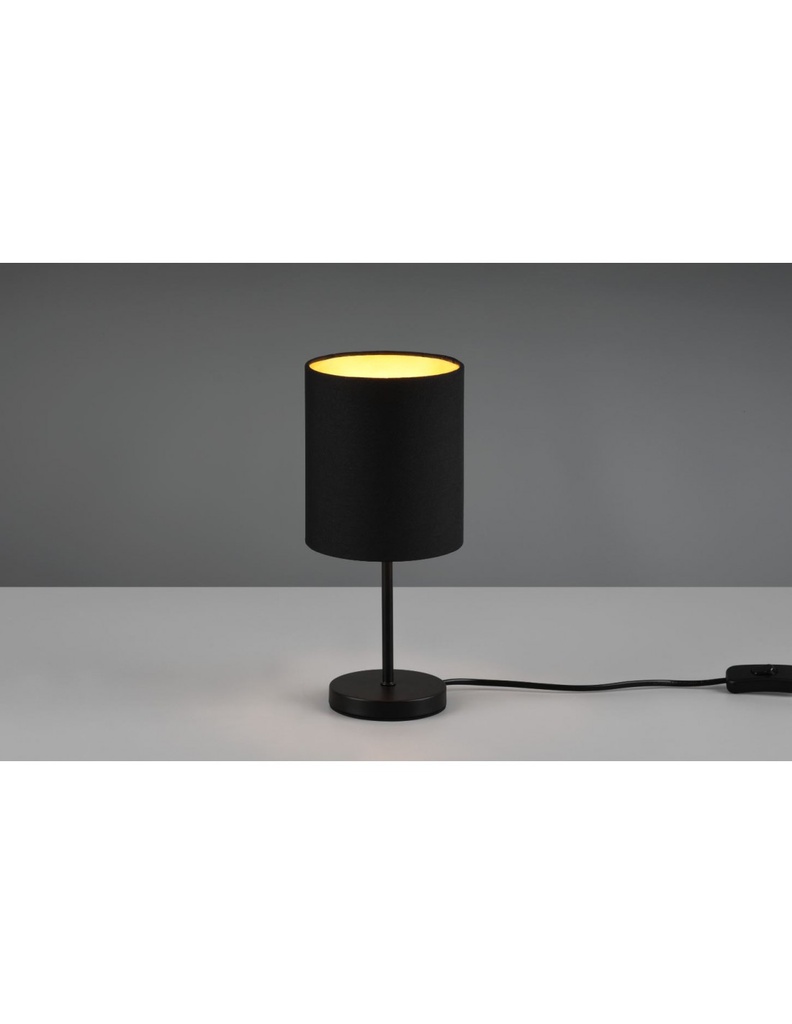 Lumetto Tavolo Jerry Nero Oro Paralume Cilindro Ø13 cm Trio Lighting - Samnite