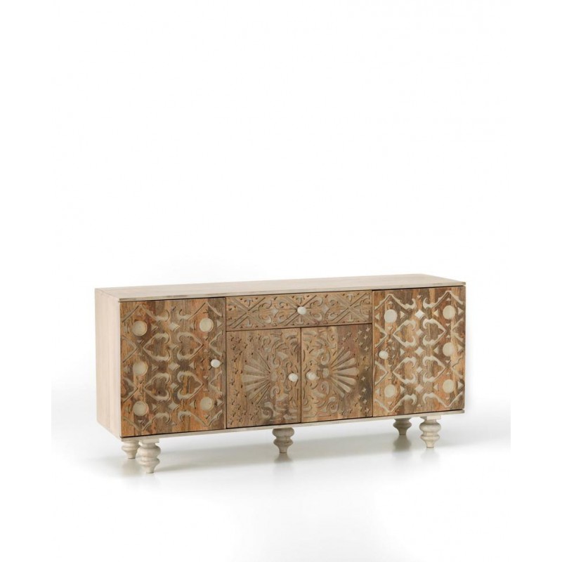 Madia 4 ante 1 cassetto  in Legno di mango marrone  47x 160x h. 75 cm - Samnite