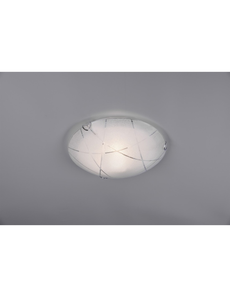 Plafoniera Sandrina Vetro Graniglia Bianco 1xE27 Ø30 cm Trio Lighting - Samnite