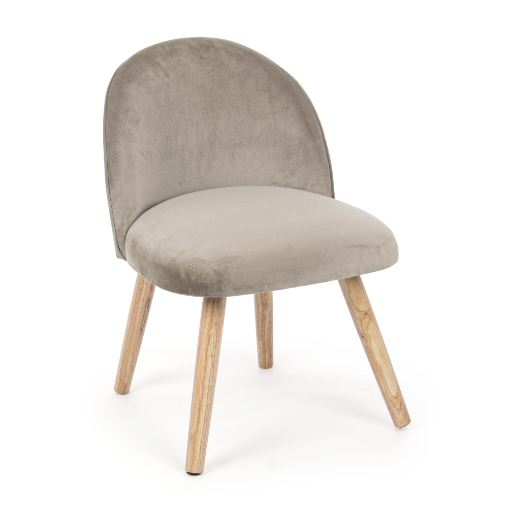 Poltroncina moderna Adeline in legno rivestita effetto velluto tortora - Samnite