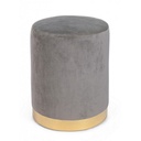 Pouf grigio effetto velluto con fascia oro cm 35 x 40 h - Samnite
