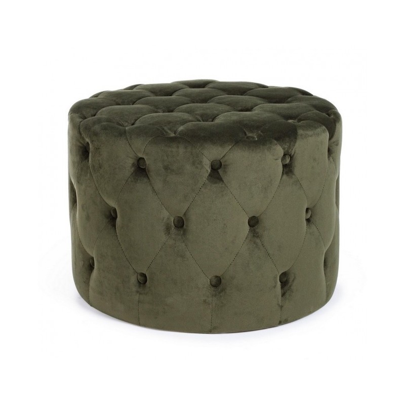 Pouf vintage verde velluto cm 60 x 42 h - Samnite