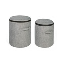 Set 2 Pouf in tessuto con contenitore Grigio RADMILA - Samnite