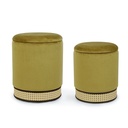 Set 2 pouf contenitore velluto verde Milena - Samnite