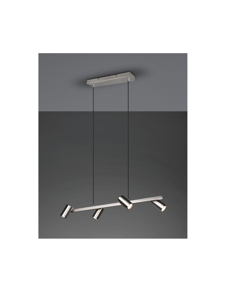 Sospensione 4 Faretti Spot GU10 Orientabili Marley Nichel Trio Lighting - Samnite