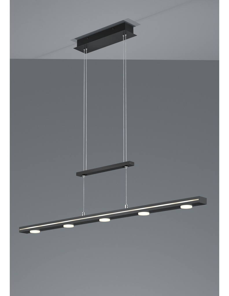 Sospensione Nera Piastra Rettangolare 7 Led Sopra e Sotto Lacal Trio Lighting - Samnite