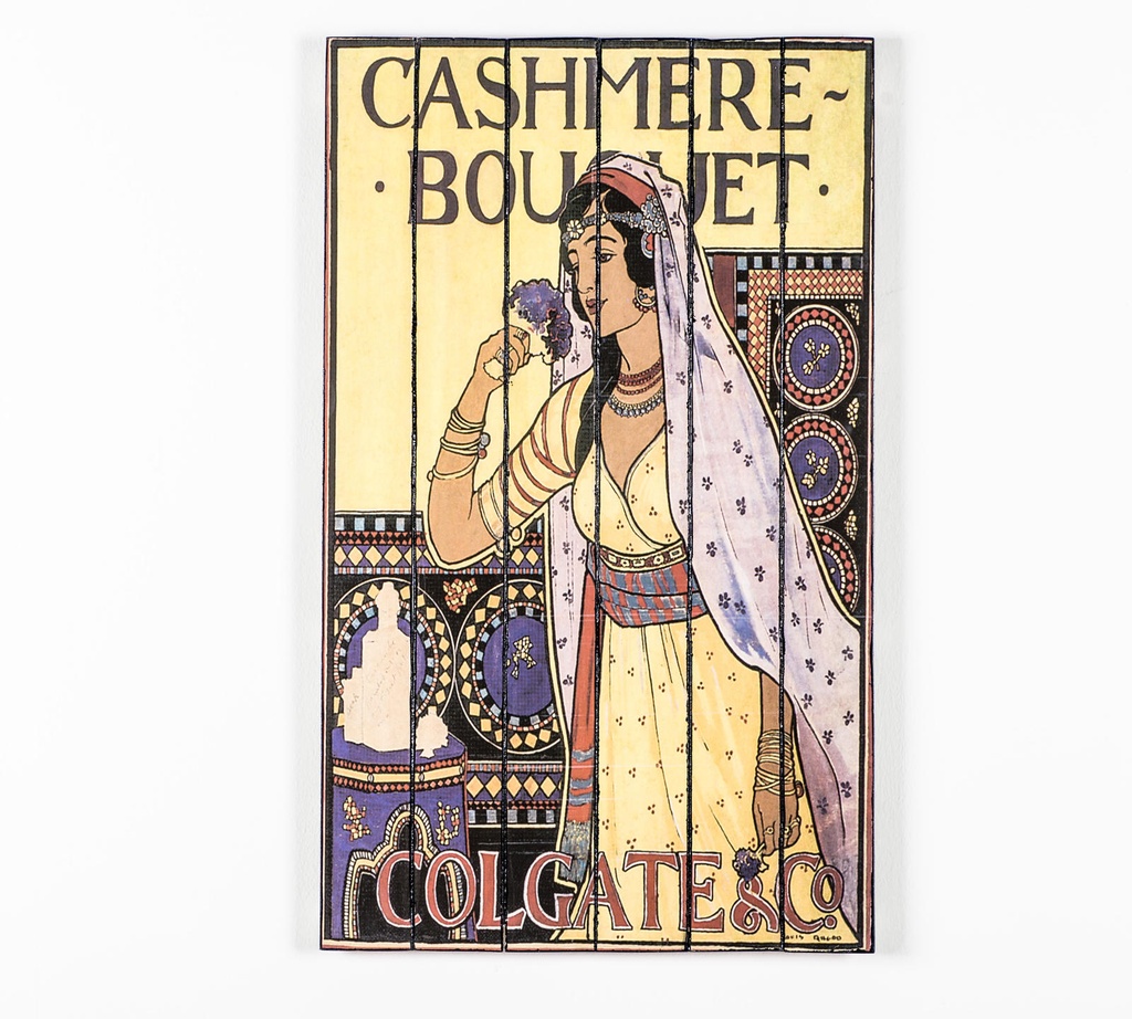 Stampa su legno con tela multicolor 60x100 cm - Samnite