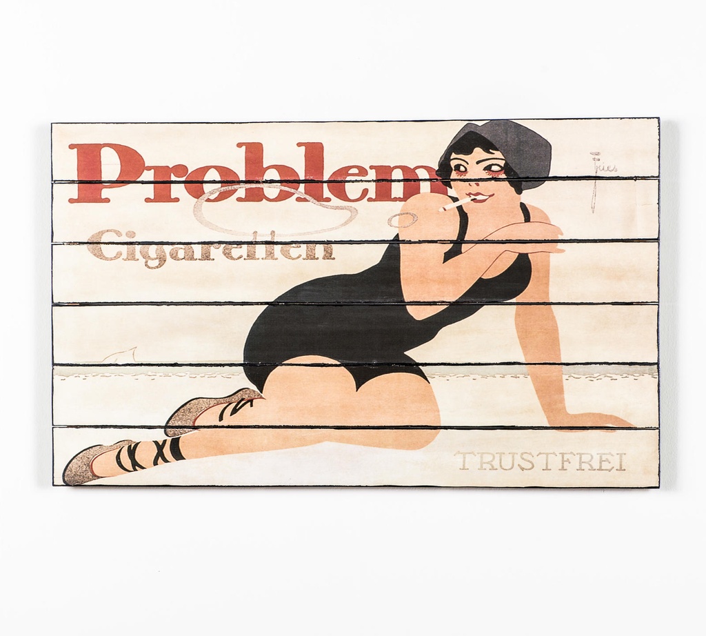 Stampa su legno con tela multicolor 60x100 cm - Samnite