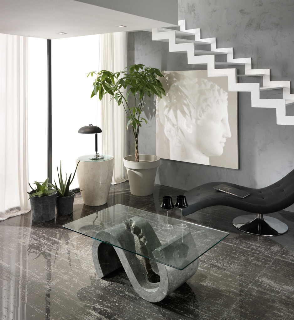 Tavolino trasparente-grigio 70 cm x 120 cm H. 36 cm - Samnite