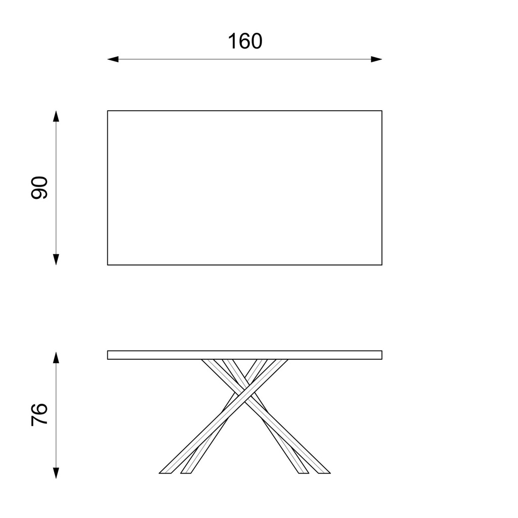 Tavolo fisso in rovere impillacciato e gambe in metallo 160x76h cm - Samnite