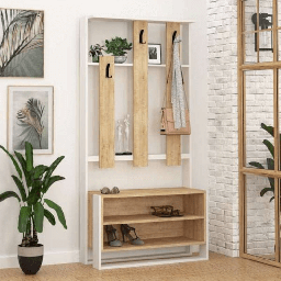 [99369] Mobile ingresso Chester bianco rovere 90x36x180