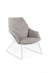 [S-OM/451/GC] Poltrona elegante in polipropilene grigio chiaro con base in metallo, rivestimento in tessuto, 85x74x86 cm