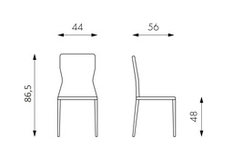 [S-OM/363/BI] Sedia in similpelle bianca, 56cm x 44cm x 86.5cm, con struttura in metallo